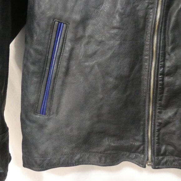 Vintage | MILAN | xl - extra large | Men's Leather Jacket | Black - Blue - White - Picture 7 of 16